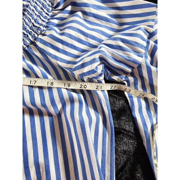 New York & Company White Blue Striped Off The Shoulder Knee Length Dress-SZ 2XL - Picture 7 of 9